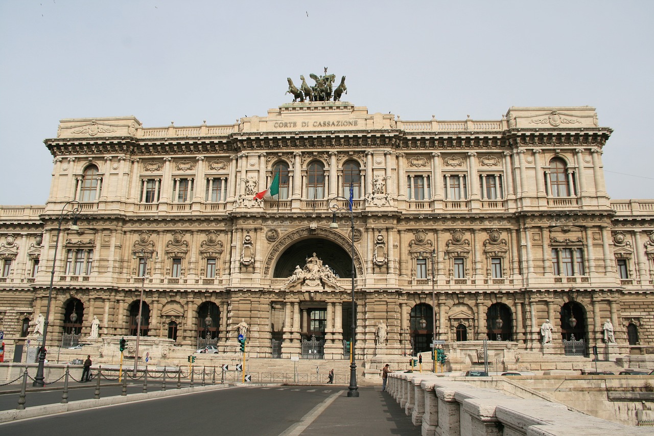 Image of the exterior of the Corte di Cassazione court building in Rome, Italy.